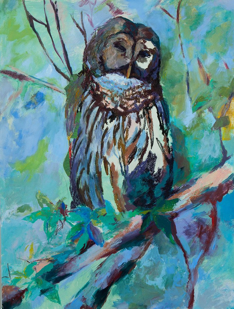 'Charlie' is a 42” x 53” mixed media painting prominently hanging in Karen's living room and named after her grandson, Charlie