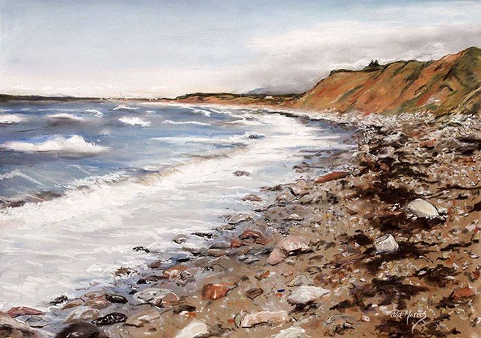 Pat's painting 'La Mer' captures her favorite place to see wildlife Cape Breton Island in Nova Scotia